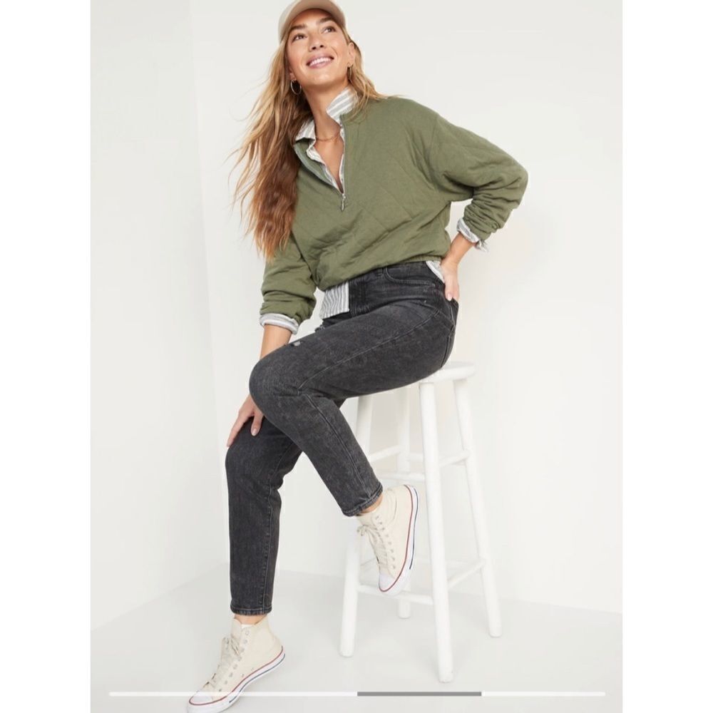 Old Navy | High-Waisted O.G. Straight Ripped Black Ankle Jeans - 2